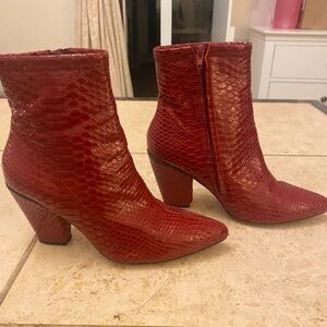 River Island Crimson Textured Heeled Boots